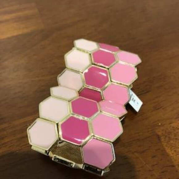 Charming Charlie Chunky Pink Gold Tone Geometric Design Bracelet NWT. - Picture 8 of 12
